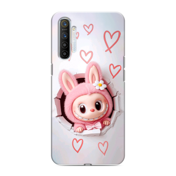 Силиконовый противоударный чехол на Realme XT с принтом Labubu Лабубу