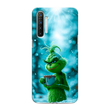 Силиконовый противоударный чехол на Realme XT с принтом Новый год гринч