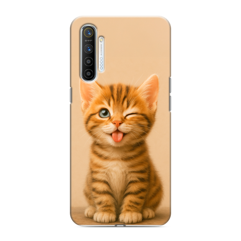 Силиконовый противоударный чехол на Realme XT с принтом котенок Силиконовый противоударный чехол на Realme XT с принтом котенок