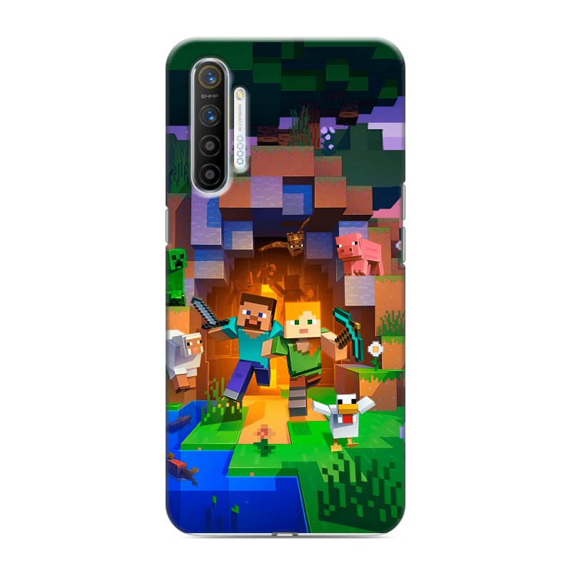 Силиконовый противоударный чехол на Realme XT с принтом Майнкрафт Minecraft Силиконовый противоударный чехол на Realme XT с принтом Майнкрафт Minecraft