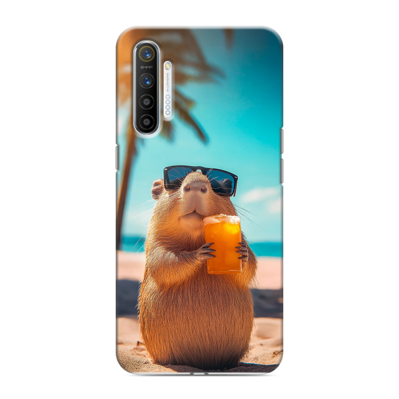 Силиконовый противоударный чехол на Realme XT с принтом Капибара Силиконовый противоударный чехол на Realme XT с принтом Капибара