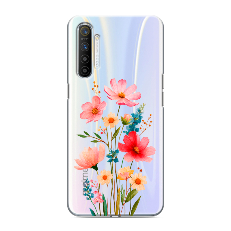 Силиконовый противоударный чехол на Realme XT с принтом Цветы Силиконовый противоударный чехол на Realme XT с принтом Цветы