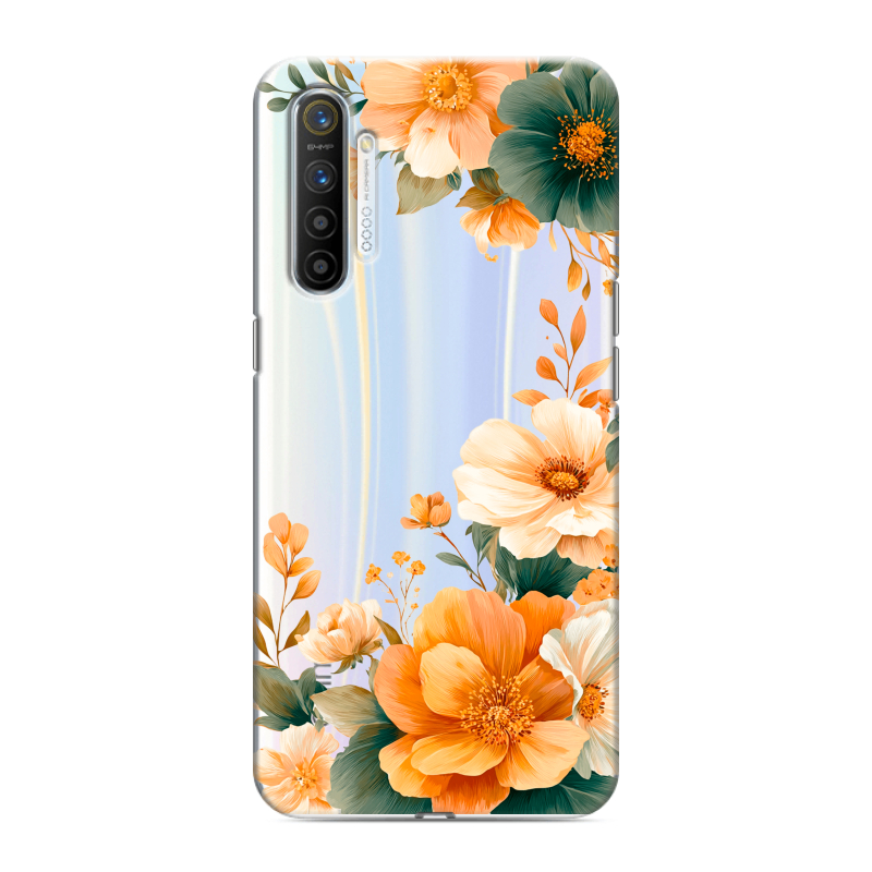 Силиконовый противоударный чехол на Realme XT с принтом Цветы принт Силиконовый противоударный чехол на Realme XT с принтом Цветы принт