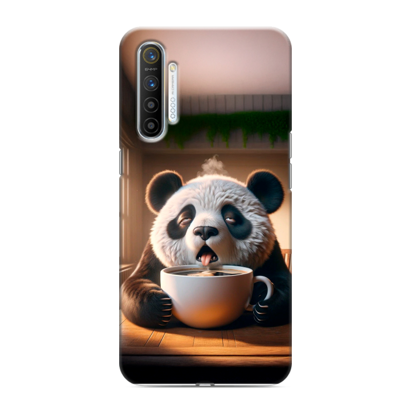 Силиконовый противоударный чехол на Realme XT с принтом смешная панда Силиконовый противоударный чехол на Realme XT с принтом смешная панда