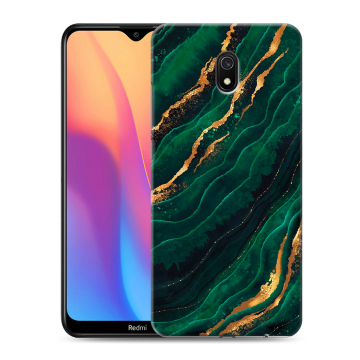 Силиконовый противоударный чехол на Xiaomi RedMi 8A с принтом Мрамор зеленое золото Силиконовый противоударный чехол на Xiaomi RedMi 8A с принтом Мрамор зеленое золото
