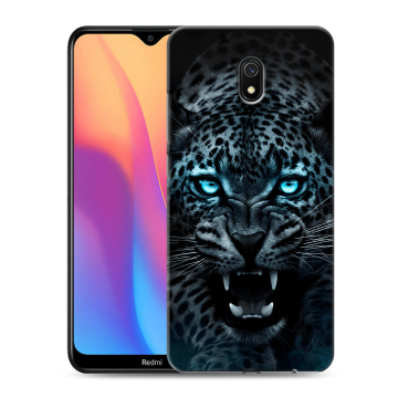 Силиконовый противоударный чехол на Xiaomi RedMi 8A с принтом Темный леопард Силиконовый противоударный чехол на Xiaomi RedMi 8A с принтом Темный леопард