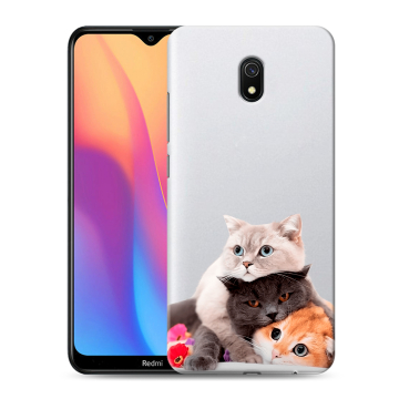 Силиконовый противоударный чехол на Xiaomi RedMi 8A с принтом Кошки Силиконовый противоударный чехол на Xiaomi RedMi 8A с принтом Кошки