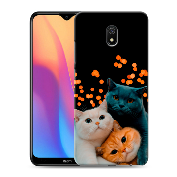 Силиконовый противоударный чехол на Xiaomi RedMi 8A с принтом Кошки Силиконовый противоударный чехол на Xiaomi RedMi 8A с принтом Кошки