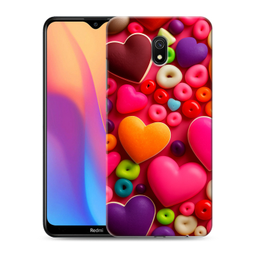 Силиконовый противоударный чехол на Xiaomi RedMi 8A с принтом Сердечки Силиконовый противоударный чехол на Xiaomi RedMi 8A с принтом Сердечки