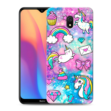 Силиконовый противоударный чехол на Xiaomi RedMi 8A с принтом Единороги Силиконовый противоударный чехол на Xiaomi RedMi 8A с принтом Единороги