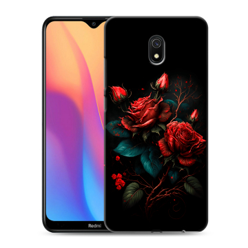 Силиконовый противоударный чехол на Xiaomi RedMi 8A с принтом Розы красные Силиконовый противоударный чехол на Xiaomi RedMi 8A с принтом Розы красные