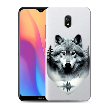 Силиконовый противоударный чехол на Xiaomi RedMi 8A с принтом Волк в лесу Силиконовый противоударный чехол на Xiaomi RedMi 8A с принтом Волк в лесу