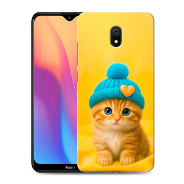 Силиконовый противоударный чехол на Xiaomi RedMi 8A с принтом Котенок в шапке Силиконовый противоударный чехол на Xiaomi RedMi 8A с принтом Котенок в шапке
