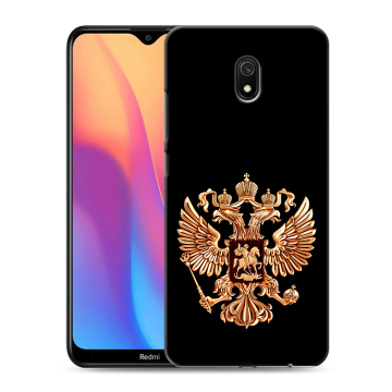 Силиконовый противоударный чехол на Xiaomi RedMi 8A с принтом Герб России золотой
