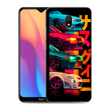 Силиконовый противоударный чехол на Xiaomi RedMi 8A с принтом Гоночные машины Силиконовый противоударный чехол на Xiaomi RedMi 8A с принтом Гоночные машины