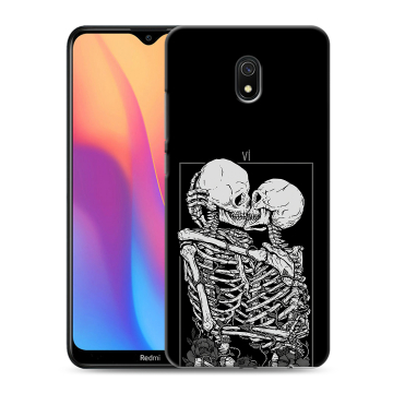 Силиконовый противоударный чехол на Xiaomi RedMi 8A с принтом Поцелуй скелетов Силиконовый противоударный чехол на Xiaomi RedMi 8A с принтом Поцелуй скелетов