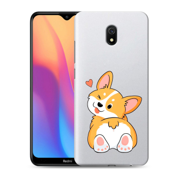 Силиконовый противоударный чехол на Xiaomi RedMi 8A с принтом Корги Силиконовый противоударный чехол на Xiaomi RedMi 8A с принтом Корги