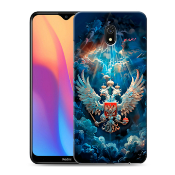 Силиконовый противоударный чехол на Xiaomi RedMi 8A с принтом Герб флаг России Силиконовый противоударный чехол на Xiaomi RedMi 8A с принтом Герб флаг России