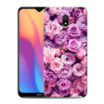 Силиконовый противоударный чехол на Xiaomi RedMi 8A с принтом лавандовые розы Силиконовый противоударный чехол на Xiaomi RedMi 8A с принтом лавандовые розы
