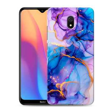 Силиконовый противоударный чехол на Xiaomi RedMi 8A с принтом синий мрамор Силиконовый противоударный чехол на Xiaomi RedMi 8A с принтом синий мрамор