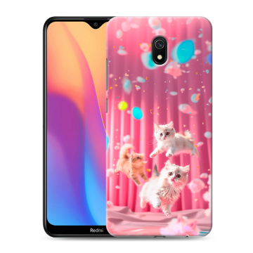 Силиконовый противоударный чехол на Xiaomi RedMi 8A с принтом милые котики Силиконовый противоударный чехол на Xiaomi RedMi 8A с принтом милые котики