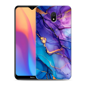 Силиконовый противоударный чехол на Xiaomi RedMi 8A с принтом синий мрамор Силиконовый противоударный чехол на Xiaomi RedMi 8A с принтом синий мрамор