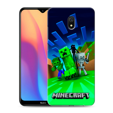 Силиконовый противоударный чехол на Xiaomi RedMi 8A с принтом Майнкрафт