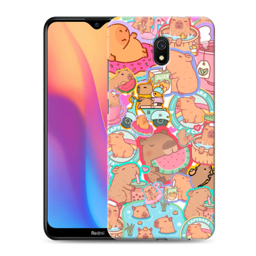 Силиконовый противоударный чехол на Xiaomi RedMi 8A с принтом капибары Силиконовый противоударный чехол на Xiaomi RedMi 8A с принтом капибары