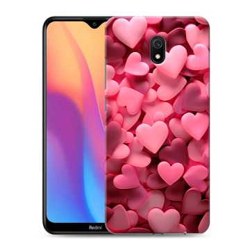Силиконовый противоударный чехол на Xiaomi RedMi 8A с принтом розовые сердечки Силиконовый противоударный чехол на Xiaomi RedMi 8A с принтом розовые сердечки