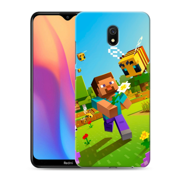 Силиконовый противоударный чехол на Xiaomi RedMi 8A с принтом Майнкрафт Minecraft Силиконовый противоударный чехол на Xiaomi RedMi 8A с принтом Майнкрафт Minecraft