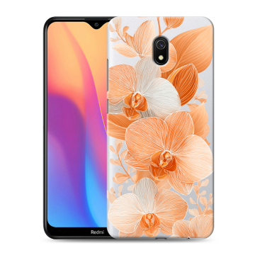 Силиконовый противоударный чехол на Xiaomi RedMi 8A с принтом Бежевые цветы