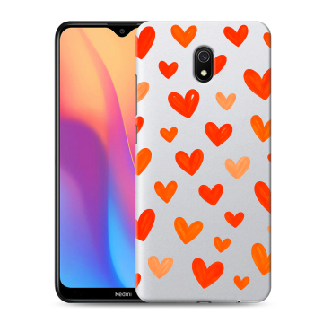 Силиконовый противоударный чехол на Xiaomi RedMi 8A с принтом Сердечки