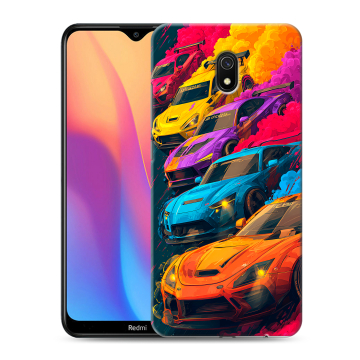 Силиконовый противоударный чехол на Xiaomi RedMi 8A с принтом Тачки