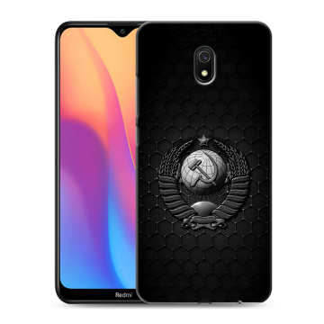 Силиконовый противоударный чехол на Xiaomi RedMi 8A с принтом Герб Флаг СССР Силиконовый противоударный чехол на Xiaomi RedMi 8A с принтом Герб Флаг СССР