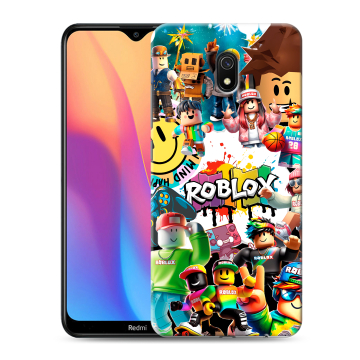 Силиконовый противоударный чехол на Xiaomi RedMi 8A с принтом Roblox Роблокс