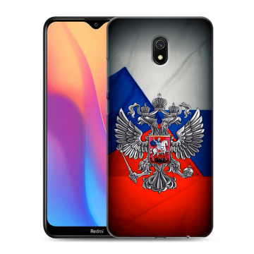 Силиконовый противоударный чехол на Xiaomi RedMi 8A с принтом Флаг России Силиконовый противоударный чехол на Xiaomi RedMi 8A с принтом Флаг России