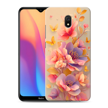 Силиконовый противоударный чехол на Xiaomi RedMi 8A с принтом Цветы и бабочки Силиконовый противоударный чехол на Xiaomi RedMi 8A с принтом Цветы и бабочки