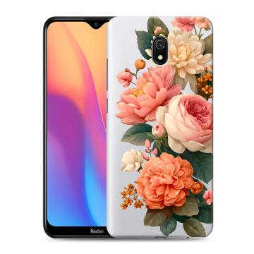 Силиконовый противоударный чехол на Xiaomi RedMi 8A с принтом цветы Силиконовый противоударный чехол на Xiaomi RedMi 8A с принтом цветы