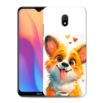 Силиконовый противоударный чехол на Xiaomi RedMi 8A с принтом корги Силиконовый противоударный чехол на Xiaomi RedMi 8A с принтом корги