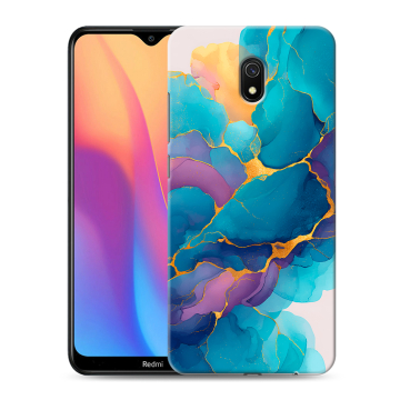 Силиконовый противоударный чехол на Xiaomi RedMi 8A с принтом Мрамор блестки Силиконовый противоударный чехол на Xiaomi RedMi 8A с принтом Мрамор блестки