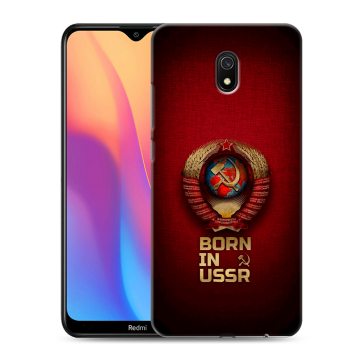 Силиконовый противоударный чехол на Xiaomi RedMi 8A с принтом Флаг Герб СССР Силиконовый противоударный чехол на Xiaomi RedMi 8A с принтом Флаг Герб СССР