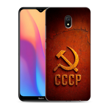 Силиконовый противоударный чехол на Xiaomi RedMi 8A с принтом Флаг Герб СССР Силиконовый противоударный чехол на Xiaomi RedMi 8A с принтом Флаг Герб СССР