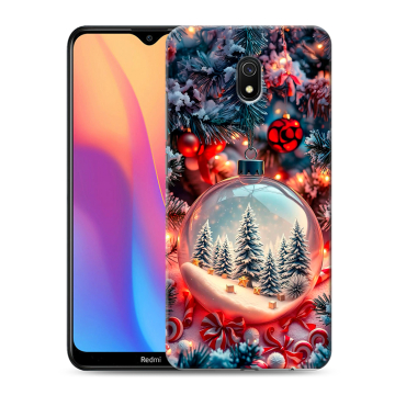 Силиконовый противоударный чехол на Xiaomi RedMi 8A с принтом Новый год Силиконовый противоударный чехол на Xiaomi RedMi 8A с принтом Новый год