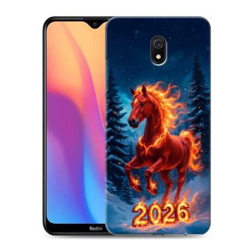 Силиконовый противоударный чехол на Xiaomi RedMi 8A с принтом Новый год коня Силиконовый противоударный чехол на Xiaomi RedMi 8A с принтом Новый год коня