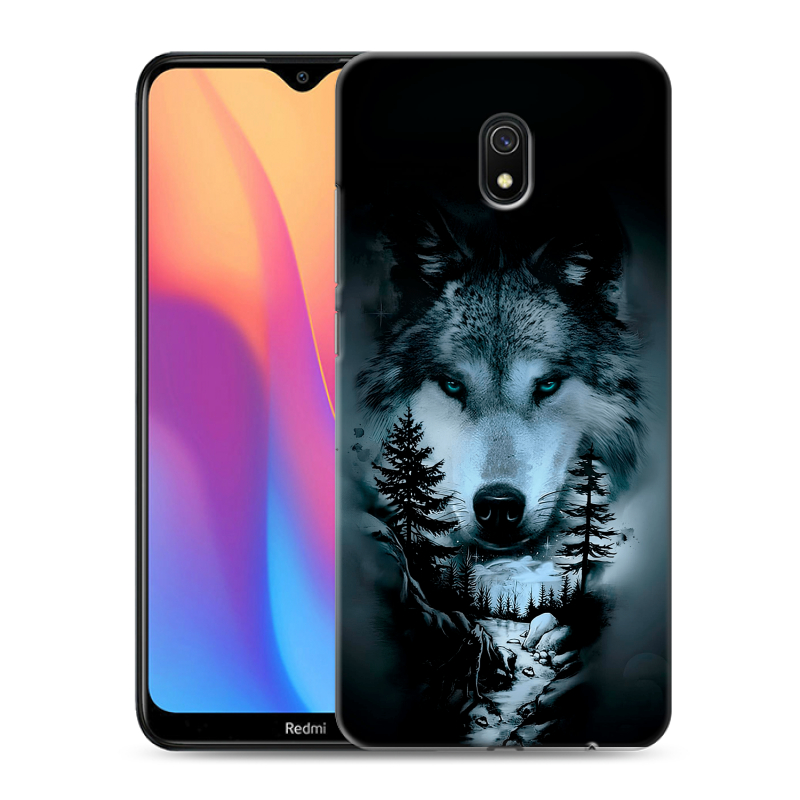 Силиконовый противоударный чехол на Xiaomi RedMi 8A с принтом Лесной волк Силиконовый противоударный чехол на Xiaomi RedMi 8A с принтом Лесной волк