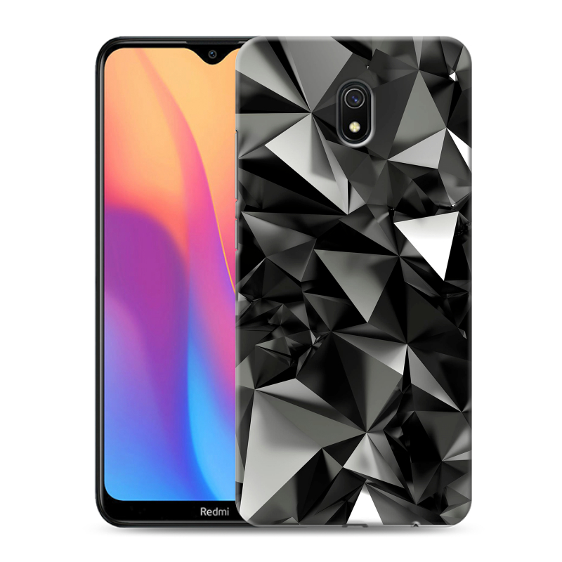 Силиконовый противоударный чехол на Xiaomi RedMi 8A с принтом Черные кристаллы Силиконовый противоударный чехол на Xiaomi RedMi 8A с принтом Черные кристаллы