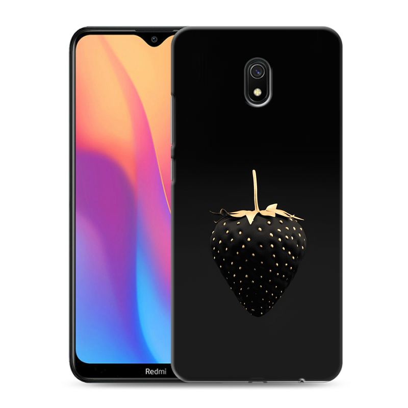 Силиконовый противоударный чехол на Xiaomi RedMi 8A с принтом Черная клубника Силиконовый противоударный чехол на Xiaomi RedMi 8A с принтом Черная клубника