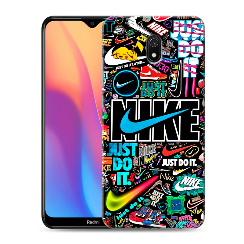 Пластиковый чехол на Xiaomi RedMi 8A с принтом найк nike черный Пластиковый чехол на Xiaomi RedMi 8A с принтом найк nike черный