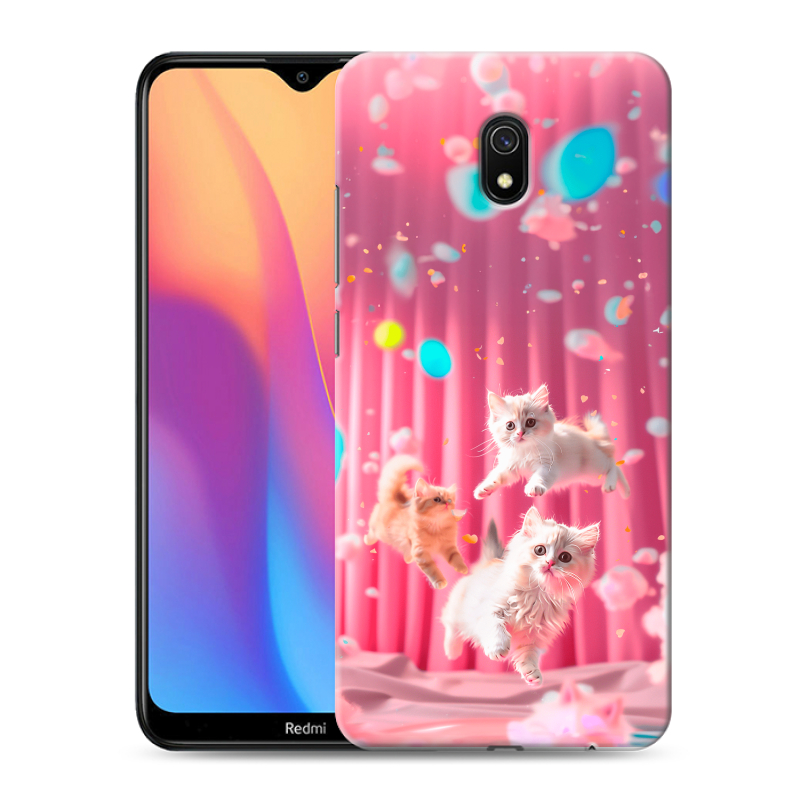 Пластиковый чехол на Xiaomi RedMi 8A с принтом милые котики Пластиковый чехол на Xiaomi RedMi 8A с принтом милые котики