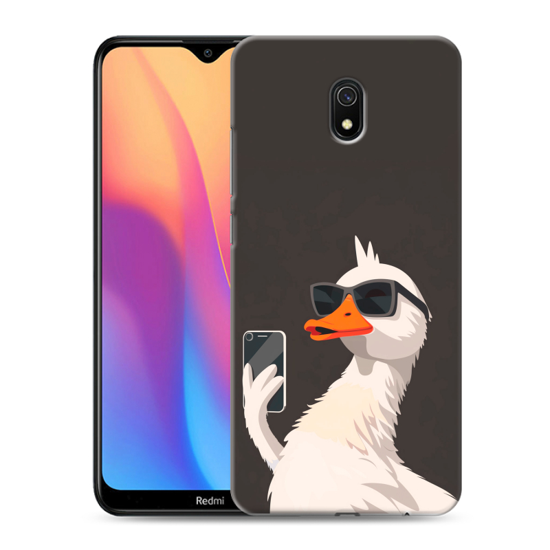 Пластиковый чехол на Xiaomi RedMi 8A с принтом утка в очках Пластиковый чехол на Xiaomi RedMi 8A с принтом утка в очках
